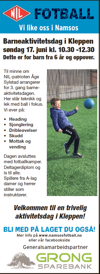 Velkommen til barneaktivitesdag i Kleppen, søndag 17. juni!