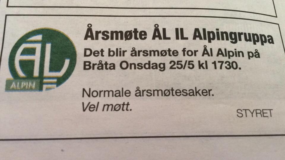 Årsmøte Ål Alpin
