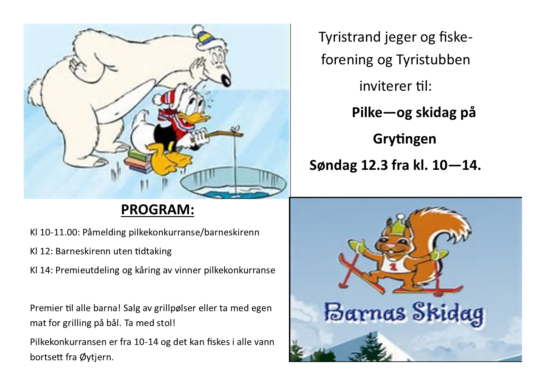 Pilke - og skidag på Grytingen søndag 12.3 fra 10-14