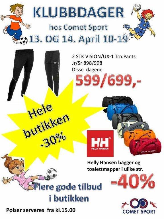 Klubbdager hos Comet sport 13 og 14 april klokken 10-19.