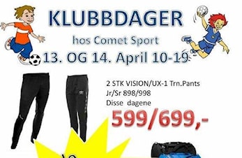 Klubbdager hos Comet sport 13 og 14 april klokken 10-19.