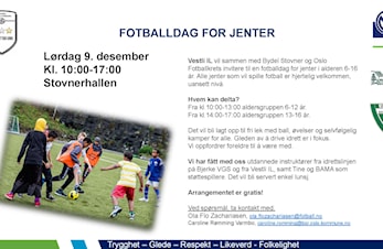 Fotball for jenter 6-16 år,  9.desember 2017 i Stovnerhallen.