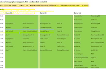 Oppdatert kampoppsett fotball