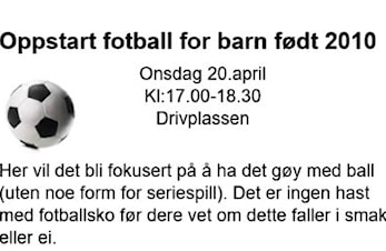 Oppstart fotball for barn født 2010, NB NY DATO 27.APRIL.