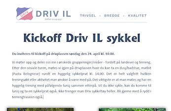 Kickoff Driv IL sykkel