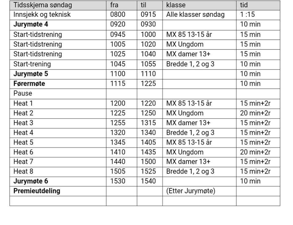TIDSSKJEMA VESTLANDSMESTERSKAP 14-15 MAI !