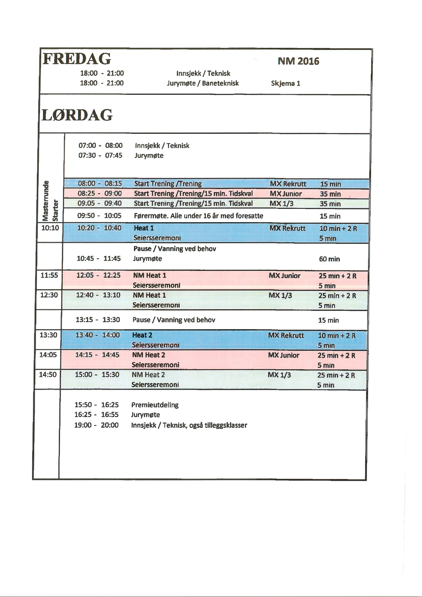 Tidsskjema NM.