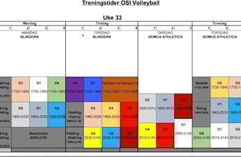 Treningstider uke 33