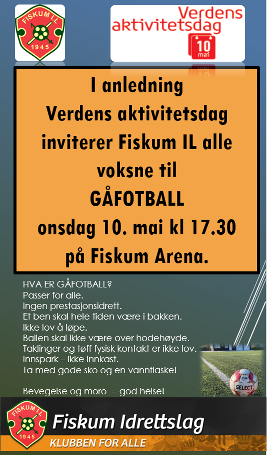Invitasjon til GÅFOTBALL 10. mai kl 17.30