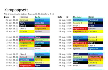 Terminliste bygdeserien: 3. og 4. klasse (årskull 2013 -2014)