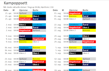 Terminliste bygdeserien: 2. klasse (årskull 2015)