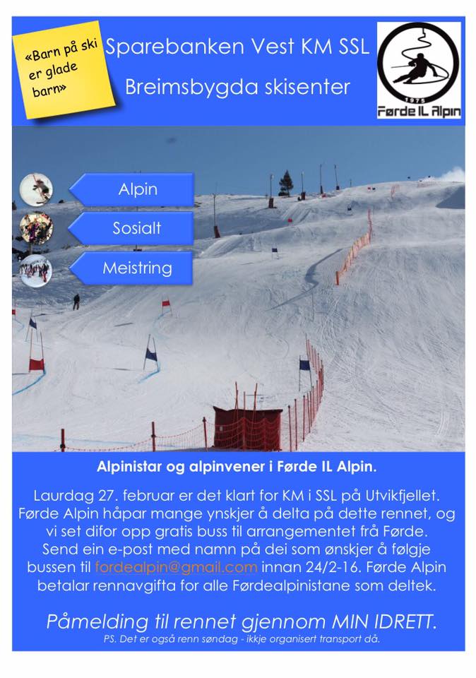 Gratis fellesbuss til KM på Utvikfjellet laurdag 27. februar