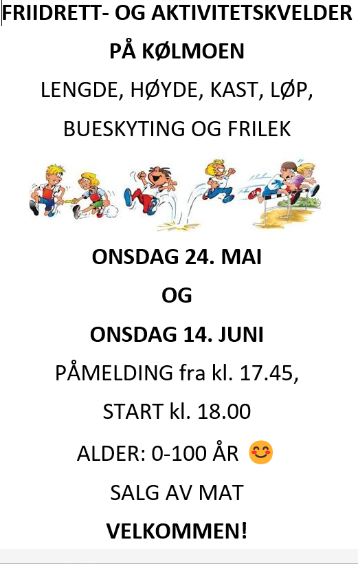 Friidretts- og aktivitetskvelder på Kølmoen