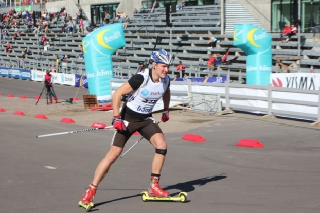 Johan Eirik Meland tok bronse i M19 under NM rulleskiskyting. Foto: Team Statkraft Nordfjord