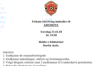 Årsmøte torsdag 22.02.18 kl 1900