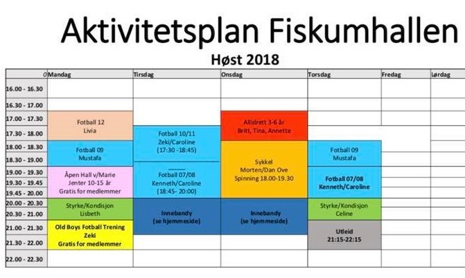 Aktivitetsplan for høsten 2018