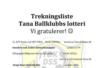 Vi gratulerer vinnerne i årets lotteri!