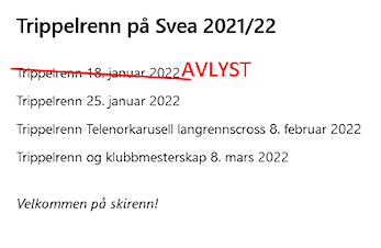 Trippelrennet tirsdag 18. avlyst