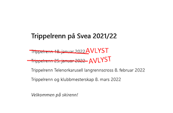 Trippelrennet tirsdag 25. også avlyst