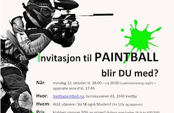 PAINTBALL mandag 12.okt. 2020 kl 18:00 - 20:00