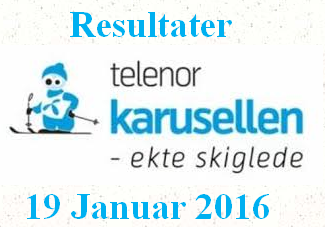 Telenorkarusell 19. januar 2016. Deltakere og resultat.