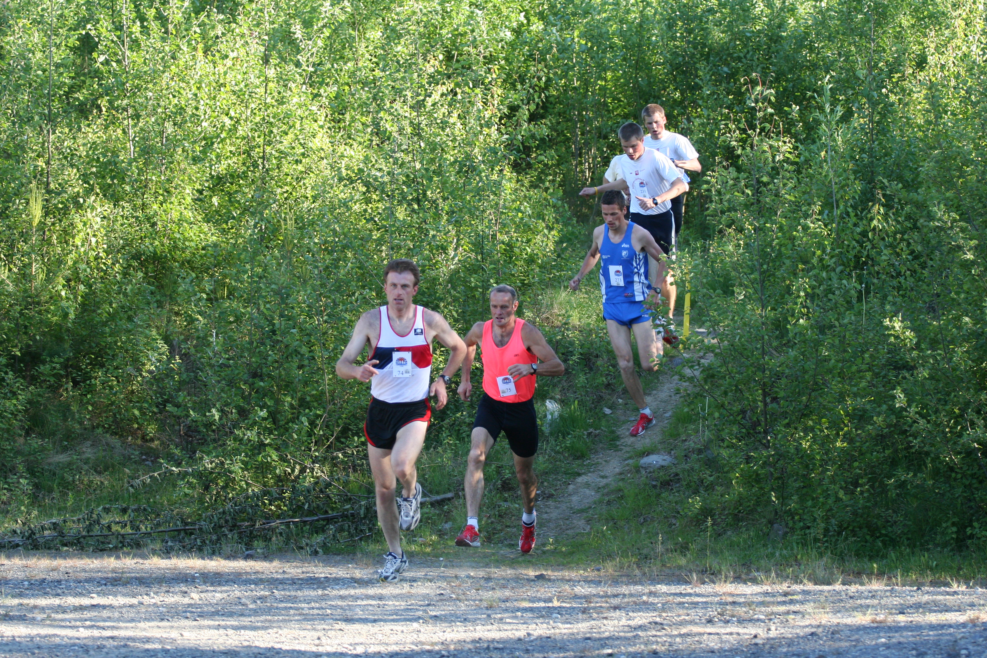 Tor Håkon Viken leder an foran Jon Evensen, Gert Moen, og brødrene Henning og Oddvin Offigstad.
