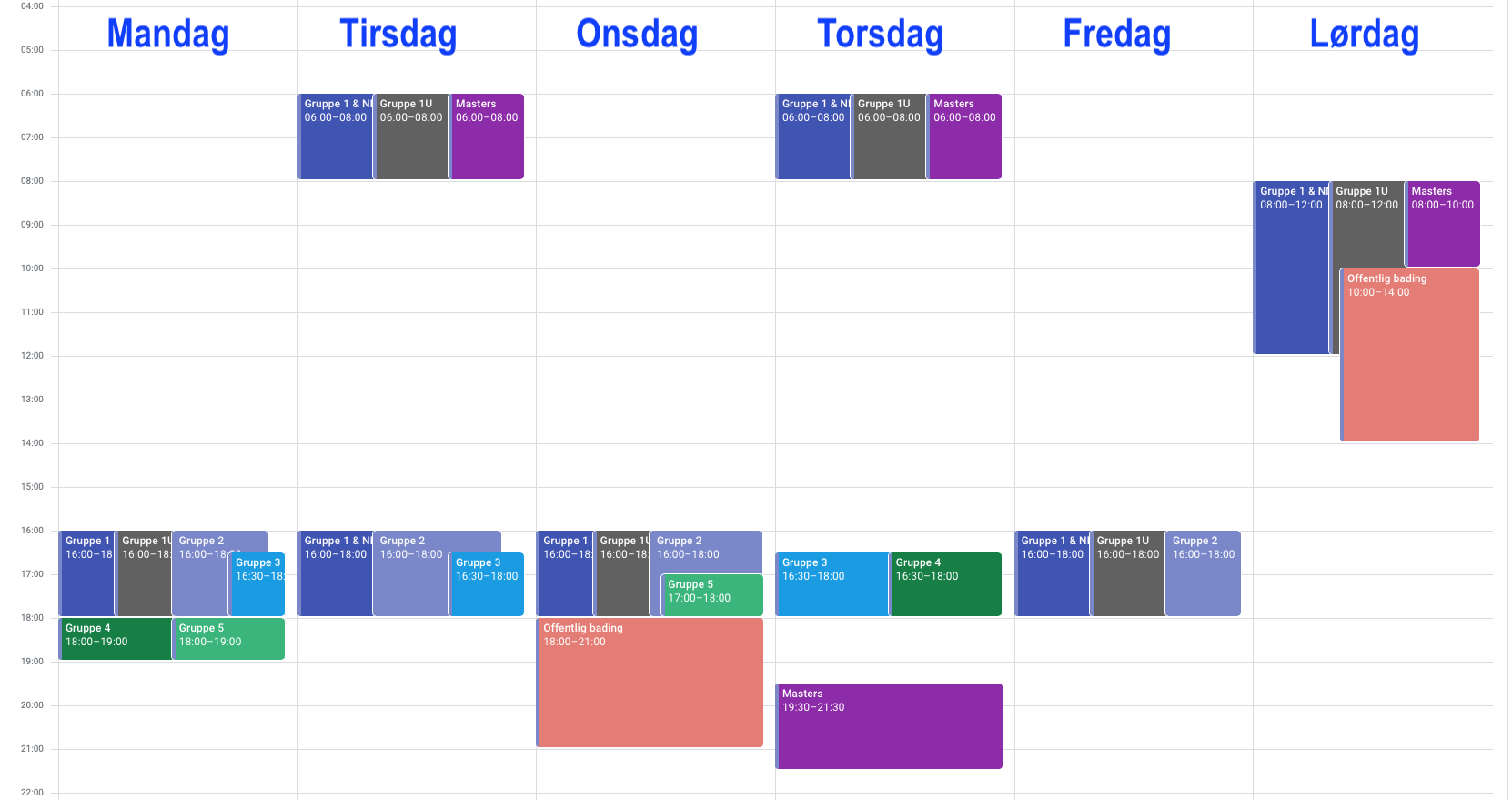 Endring i treningstiden til Gruppe 3