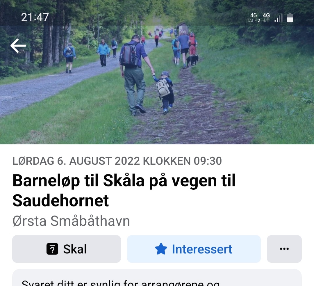 Barneløpet -Saudehornet rett opp. 6. August