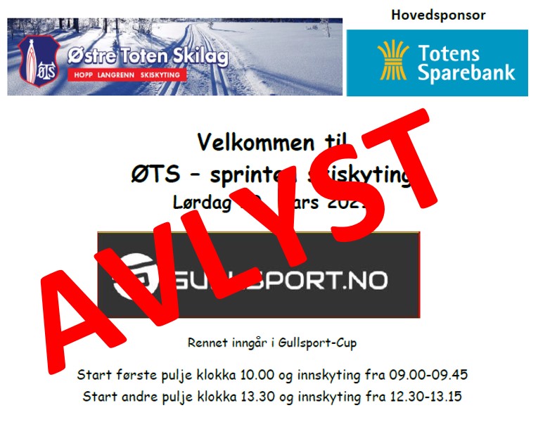AVLYST: ØTS-sprinten skiskyting 20. mars