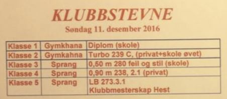 Klubbstevne 11.desember 2016