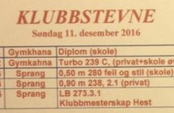 Klubbstevne 11.desember 2016