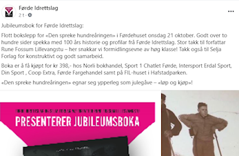 Jubileumsboka til Førde Idrettslag ute i butikk