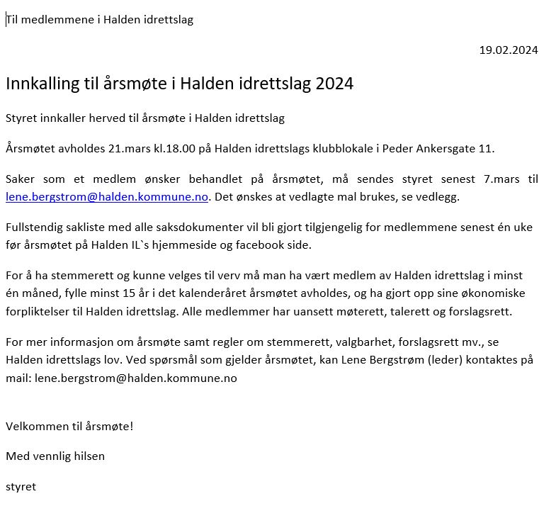 Årsmøte - 21. mars kl 18:00 på HIL huset