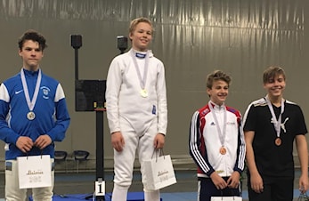 Njård Fektings Marcus Vokes Brobakken tok bronse i Nordisk for gutter 14  år.