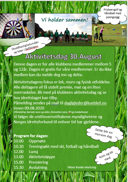 Aktivitetsdag 5-12år, 30.08.2020 (husk påmelding)