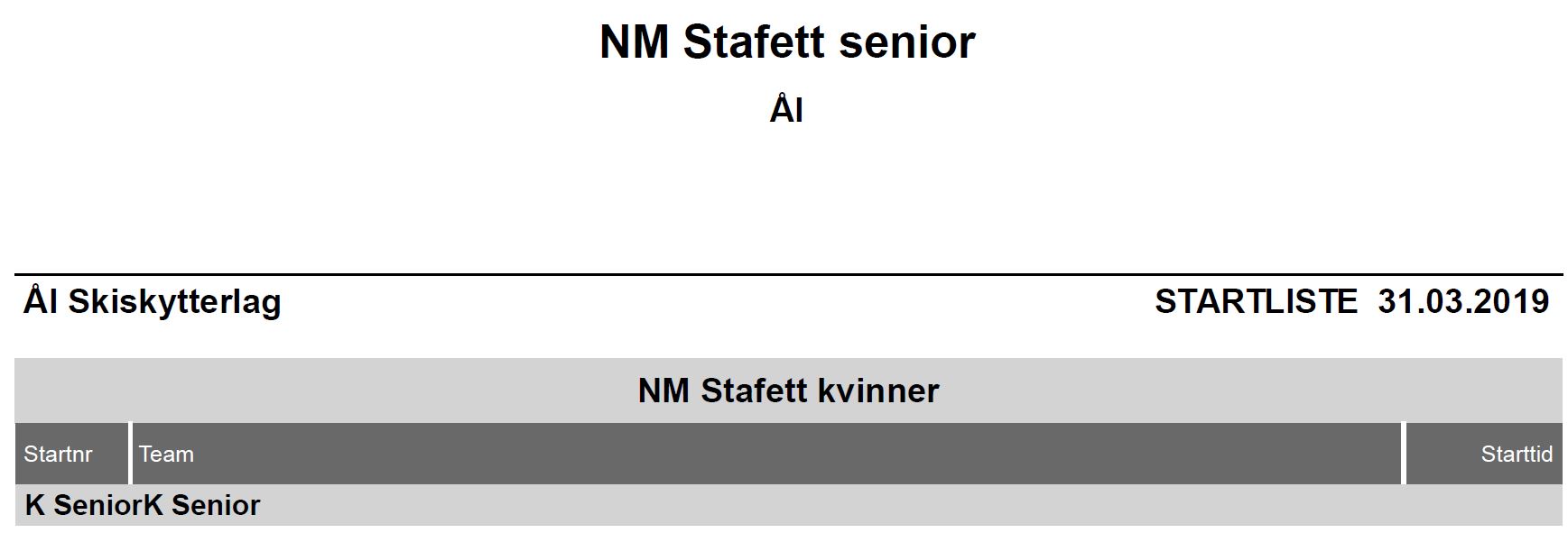 Startliste for stafettene er klar
