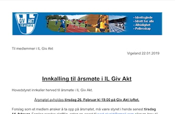 Innkalling til årsmøte 2019