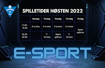 E-sport | Treningstider høsten 2022