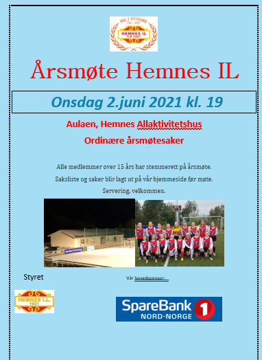 Årsmøte Hemnes IL 2021