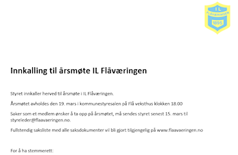Innkalling til årsmøte 19.03.2025