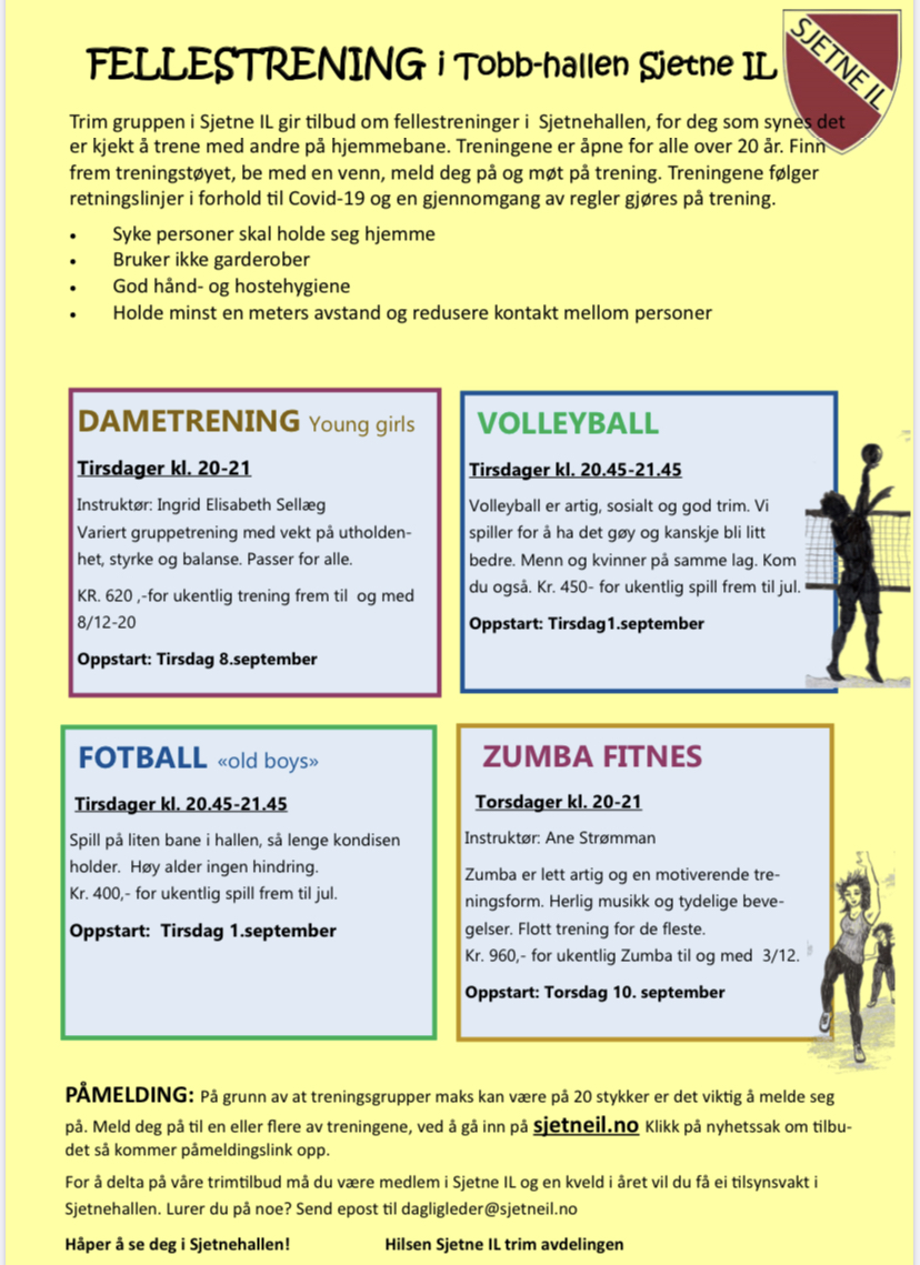 Påmelding trimaktiviteter høsten 2020