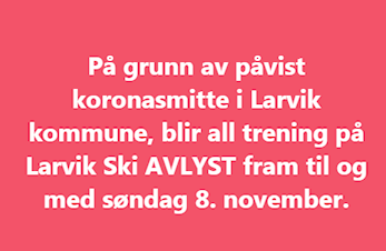 Skitreninger avlyses tom søndag 8. november pga. corona