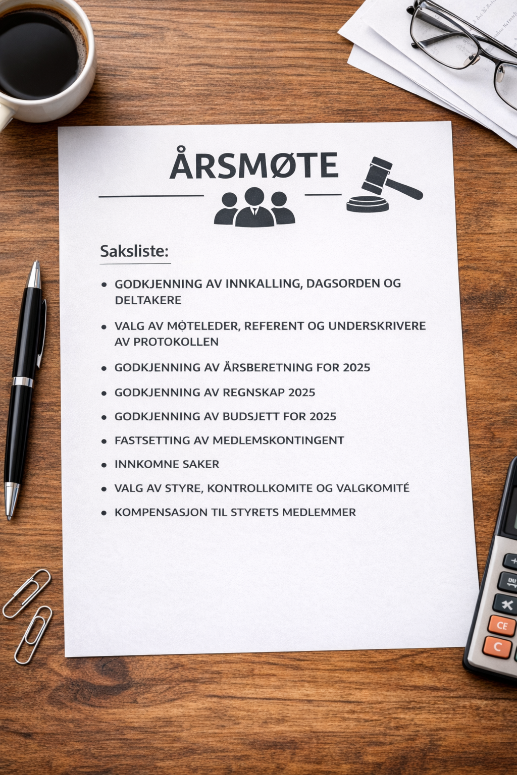 Image for ÅRSMØTE 2026 MANDAG 25.3. KLOKKEN 2000. KLUBBHUSET