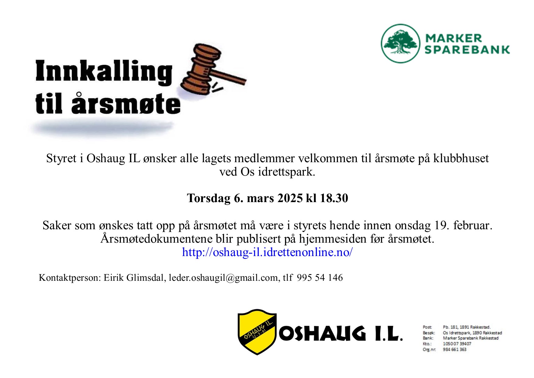 Innkalling til årsmøte 2025