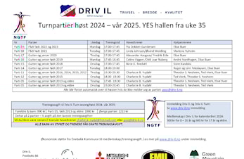 Oppstart Turn høst 2024, fra mandag 26.08.24
