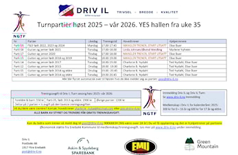 Oppstart Turn høst 2025, NB OPPDATERT INFO 01.09.25
