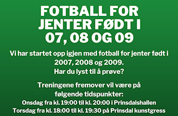 Fotball for jenter født i 07, 08 og 09